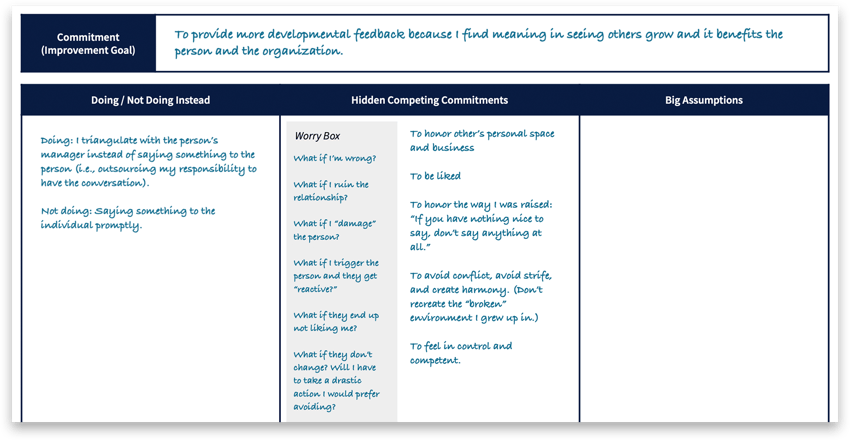 Hidden Competing Commitments filled out