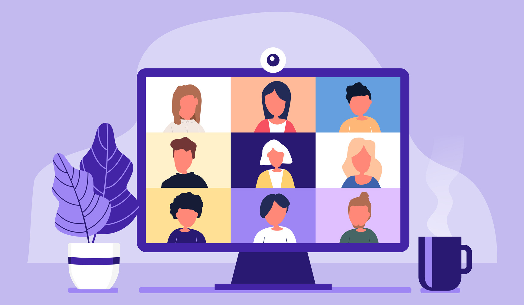 Illustration of people on a video conference