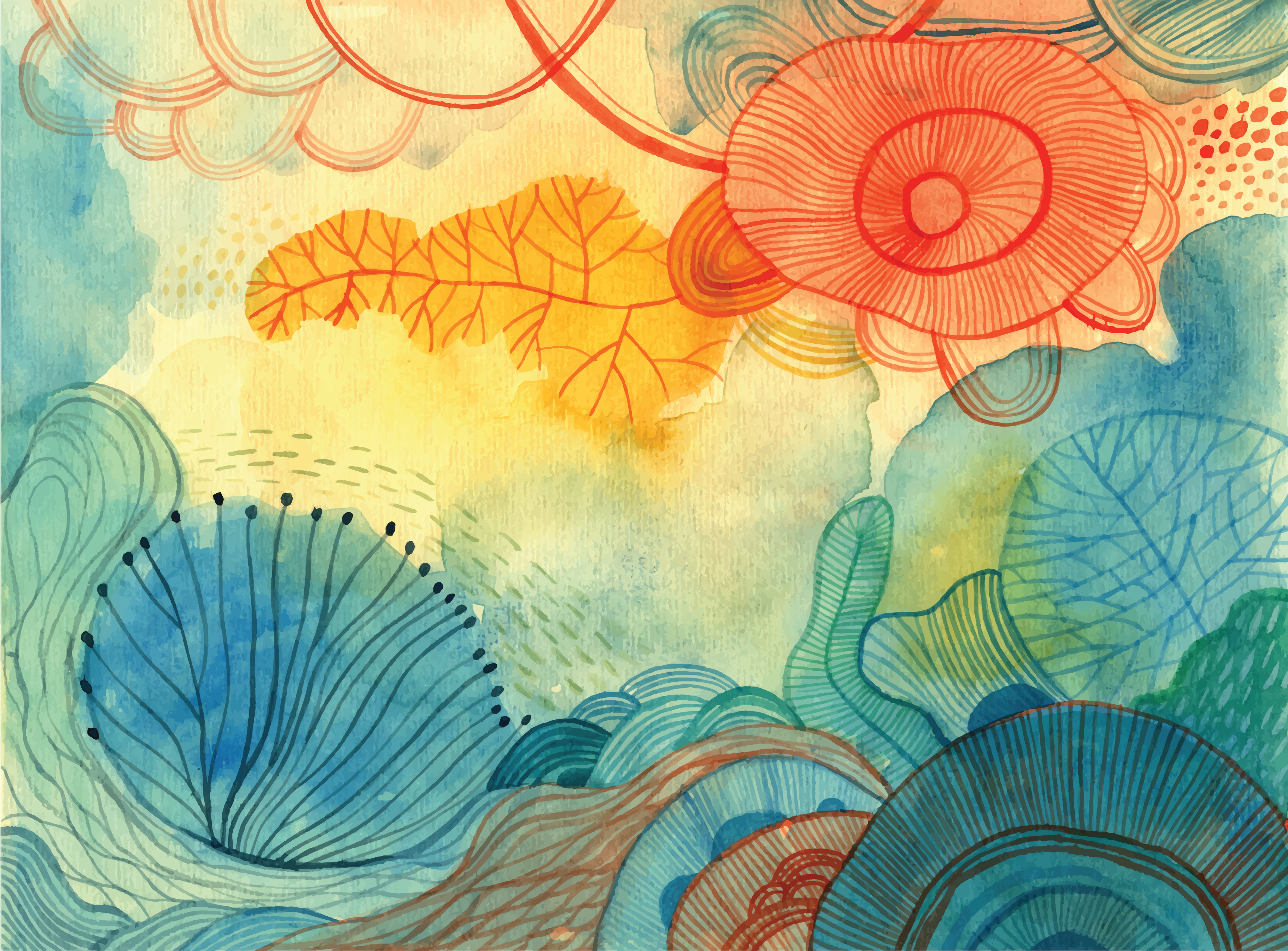Water color flowers thriving